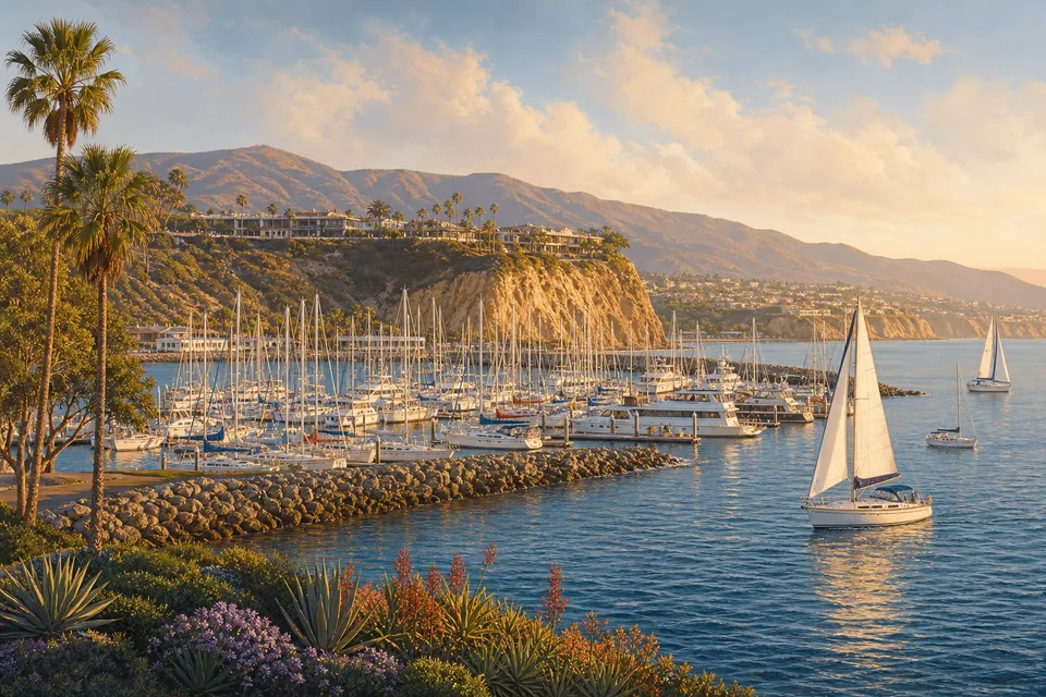 Editorial illustration of Dana Point Harbor
