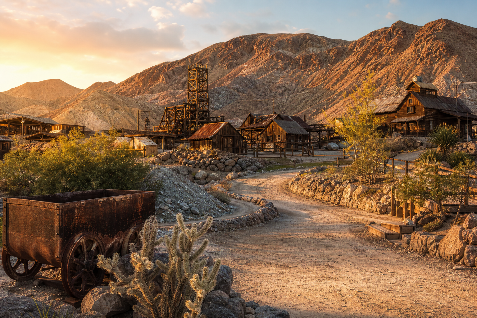 Editorial illustration representing Calico Ghost Town