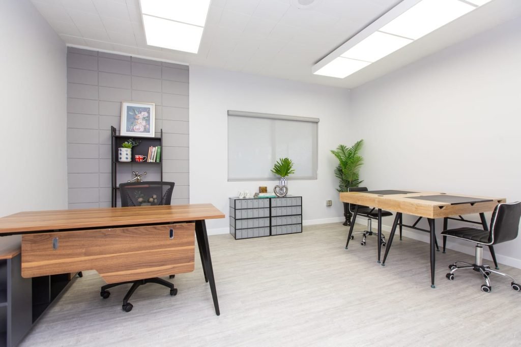 Furnished private office with workstations for a small team at ZWorkSpace in Fullerton